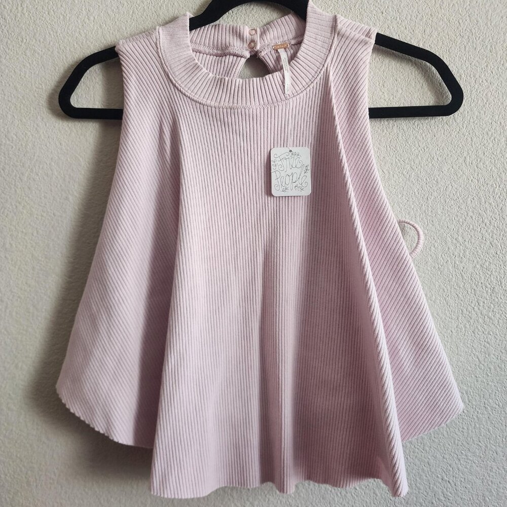 Free People Sweater Womens Small Lavande Pink Rib Knit Sleeveless Open Back Boho - Picture 1 of 12